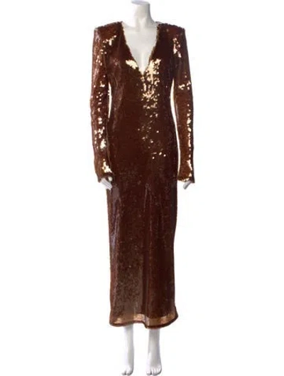 Pre-owned Lapointe V-neck Long Dress W/ Tags In Brown