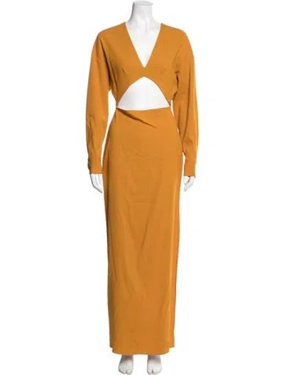 Pre-owned Lapointe V-neck Long Dress In Yellow