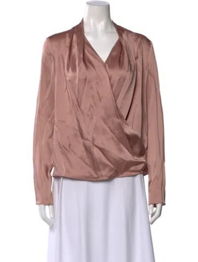 Pre-owned Lapointe V-neck Long Sleeve Blouse In Pink