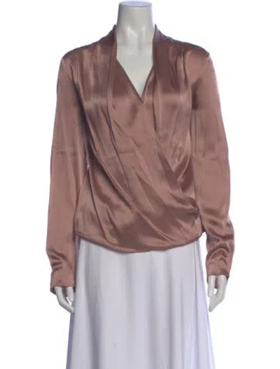 Pre-owned Lapointe V-neck Long Sleeve Blouse In Pink