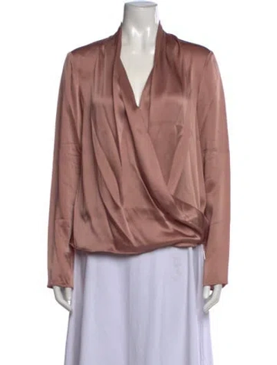 Pre-owned Lapointe V-neck Long Sleeve Blouse In Pink