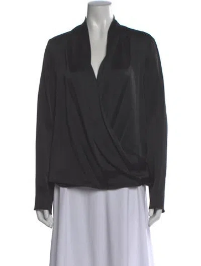 Pre-owned Lapointe V-neck Long Sleeve Blouse W/ Tags In Gray