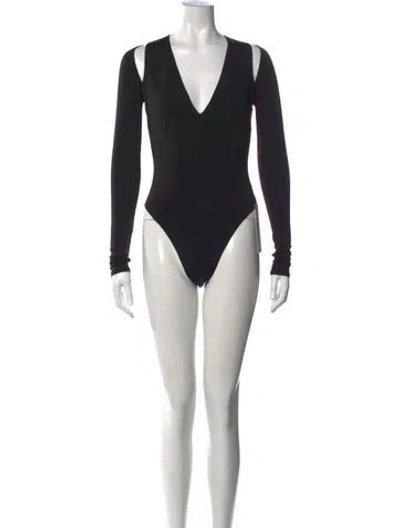 Pre-owned Lapointe V-neck Long Sleeve Bodysuit In Black