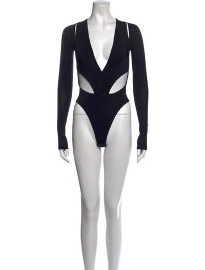Pre-owned Lapointe V-neck Long Sleeve Bodysuit In Black