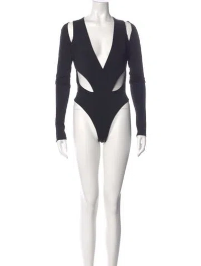 Pre-owned Lapointe V-neck Long Sleeve Bodysuit In Blue