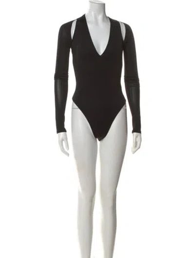 Pre-owned Lapointe V-neck Long Sleeve Bodysuit W/ Tags In Black