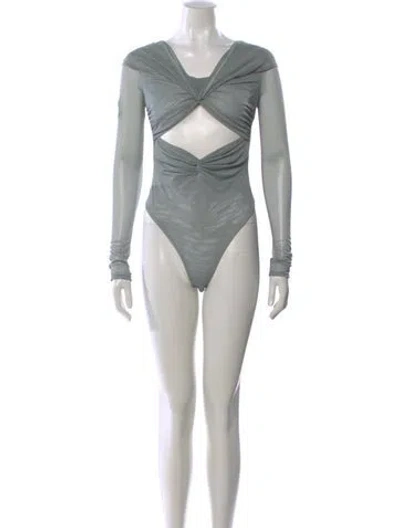 Pre-owned Lapointe V-neck Long Sleeve Bodysuit W/ Tags In Blue