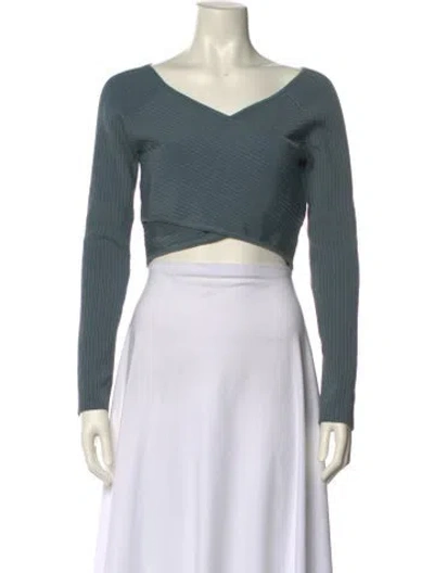 Pre-owned Lapointe V-neck Long Sleeve Crop Top In Multi