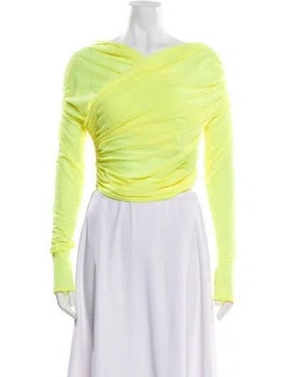 Pre-owned Lapointe V-neck Long Sleeve Crop Top In Yellow