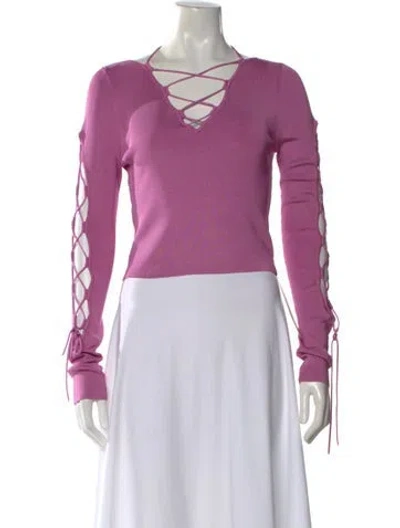 Pre-owned Lapointe V-neck Long Sleeve Top In Purple