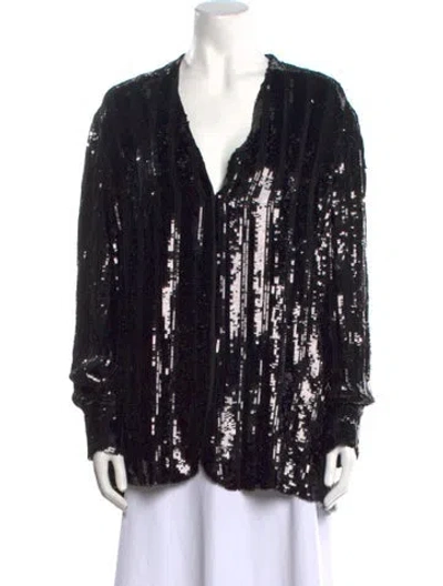 Pre-owned Lapointe V-neck Long Sleeve Tunic In Black