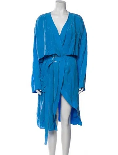 Pre-owned Lapointe V-neck Midi Length Dress In Blue