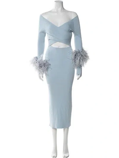 Pre-owned Lapointe V-neck Midi Length Dress In Blue