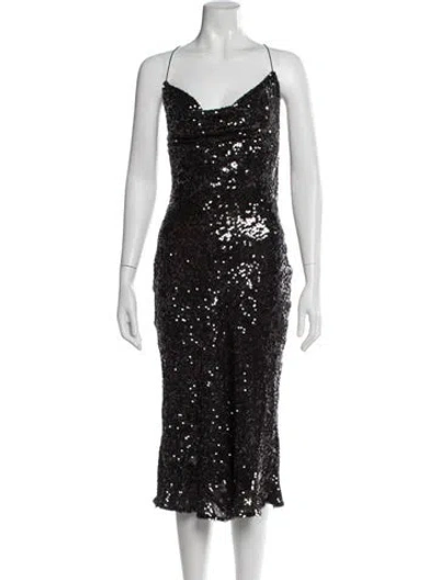 Pre-owned Lapointe V-neck Midi Length Dress In Brown/metallic