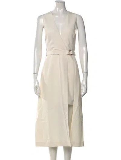 Pre-owned Lapointe V-neck Midi Length Dress In Neutral