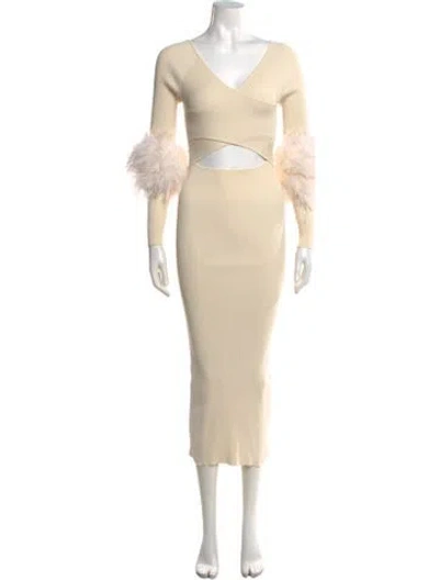 Pre-owned Lapointe V-neck Midi Length Dress In Neutral