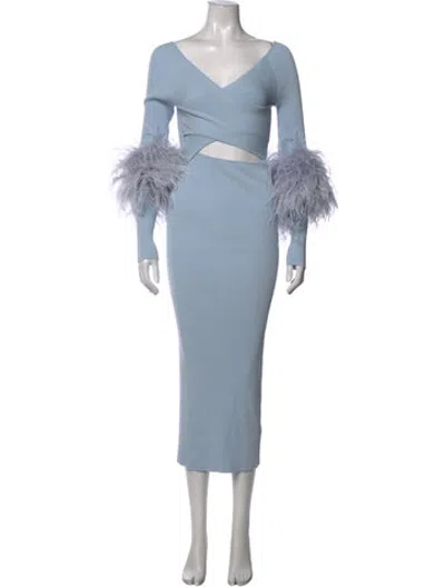 Pre-owned Lapointe V-neck Midi Length Dress W/ Tags In Blue