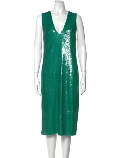 Pre-owned Lapointe V-neck Midi Length Dress W/ Tags In Green