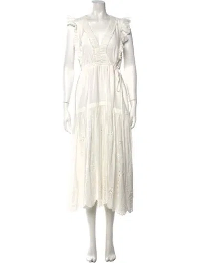 Pre-owned Lapointe V-neck Midi Length Dress In White