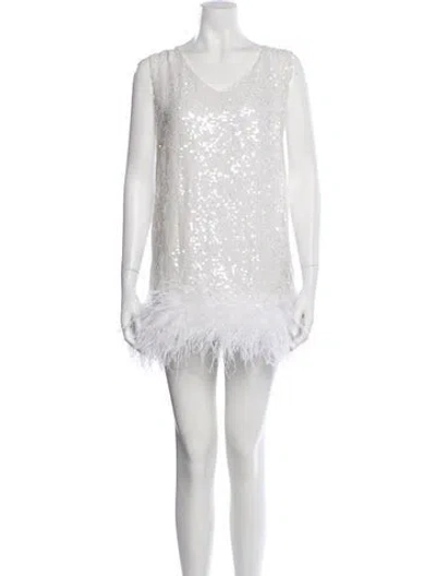 Pre-owned Lapointe V-neck Mini Dress In White