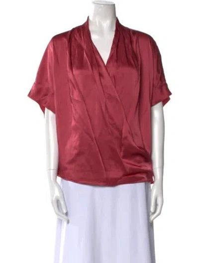 Pre-owned Lapointe V-neck Short Sleeve Blouse In Pink