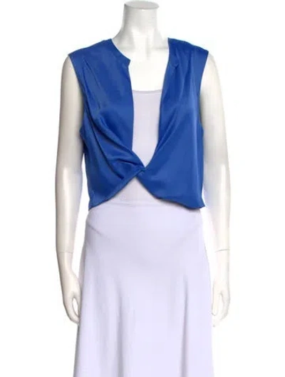 Pre-owned Lapointe V-neck Sleeveless Crop Top In Blue