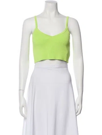 Pre-owned Lapointe V-neck Sleeveless Crop Top In Green