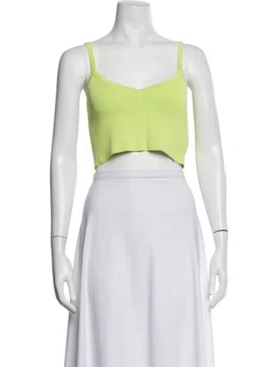 Pre-owned Lapointe V-neck Sleeveless Crop Top In Green