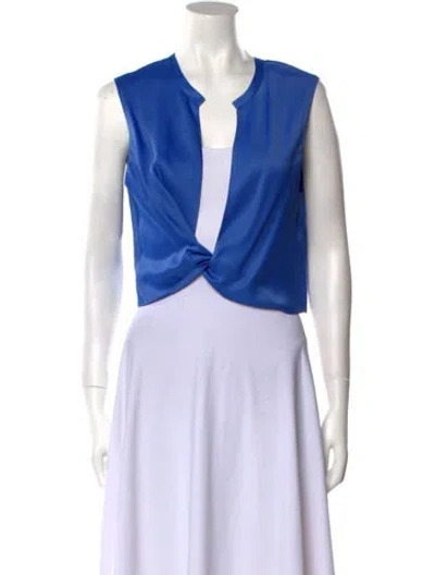 Pre-owned Lapointe V-neck Sleeveless Crop Top W/ Tags In Blue