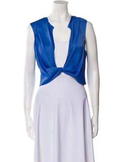 Pre-owned Lapointe V-neck Sleeveless Crop Top W/ Tags In Blue