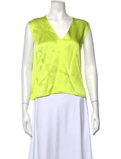 Pre-owned Lapointe V-neck Sleeveless Top In Yellow