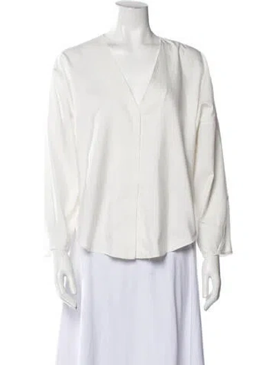 Pre-owned Lapointe V-neck Three-quarter Sleeve Blouse In White