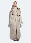 Lapointe Washed Cotton Double Breasted Trench In Washed Silver