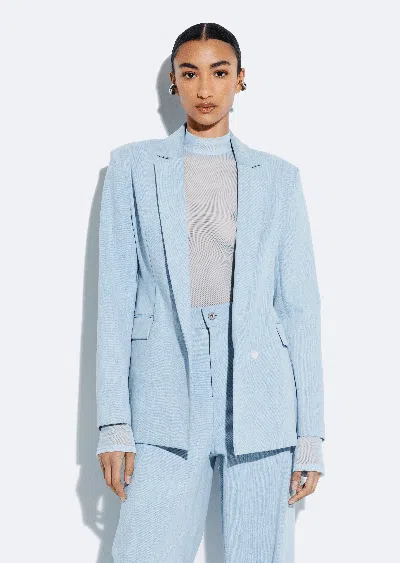 Lapointe Washed Denim Fitted Blazer In Light Indigo