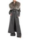 Lapointe Washed Denim Relaxed Trench With Shearling