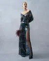 Lapointe Watercolor Sequin V Neck Gown