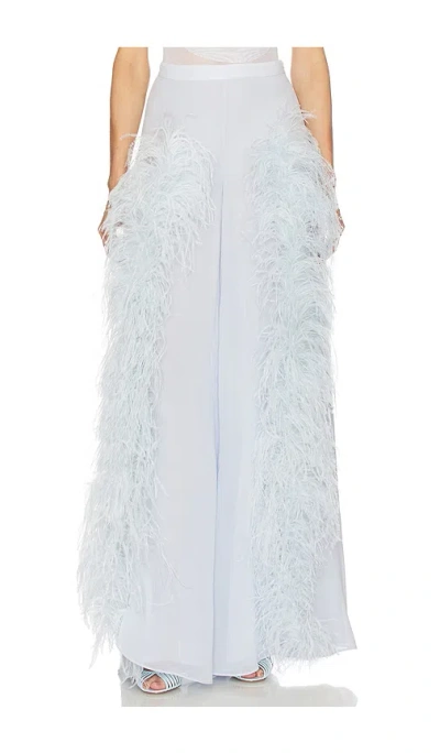 Lapointe Wide Leg Pant With Feathers In Blue