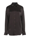 Lapointe Woman Shirt Dark Brown Size S Acetate, Viscose