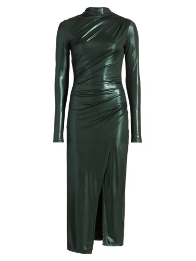 Lapointe Women's Coated Jersey Draped Midi-dress In Green