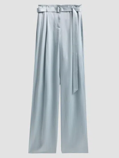 Lapointe Women's Double-faced Satin Straight-leg Belted Pants In Blue