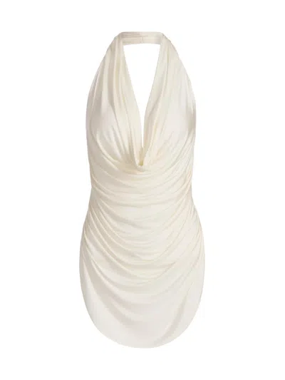 Lapointe Women's Draped Jersey Cowlneck Top In White