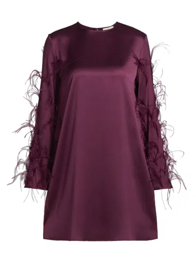 Lapointe Women's Feather Embellished Satin Shift Minidress In Purple