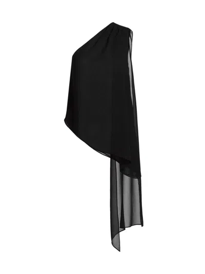 Lapointe Women's Georgette One-shoulder Top In Black