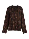 Lapointe Oversized Leopard Jacquard Crewneck Sweater In Black