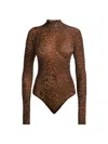 Lapointe Leopard-print Mesh Bodysuit In Brown
