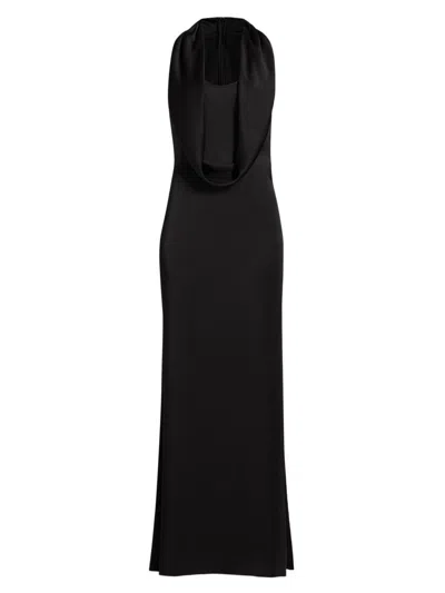 Lapointe Women's Lightweight Satin Cowlneck Gown In Black