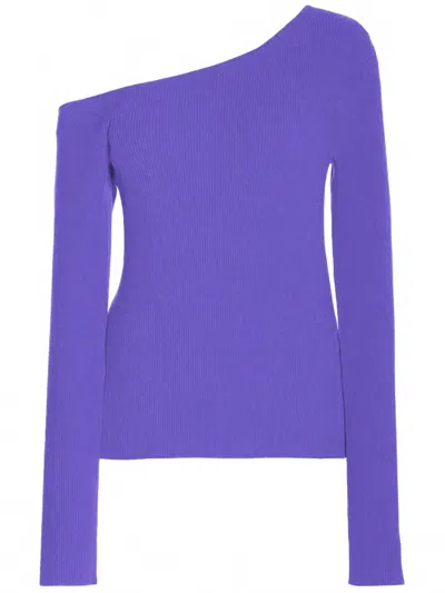 Lapointe Women's Matte Viscose One Shoulder Long Sleeve Sweater In Lilac In Blue
