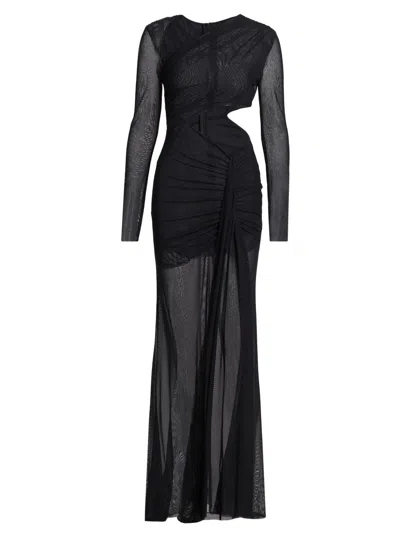 Lapointe Women's Mesh Asymmetric Cut-out Gown In Black