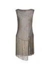 Lapointe Metallic Netting Fringe Asymmetric Top In Gray