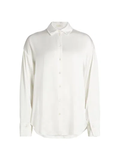 Lapointe Satin Button Down Top In White